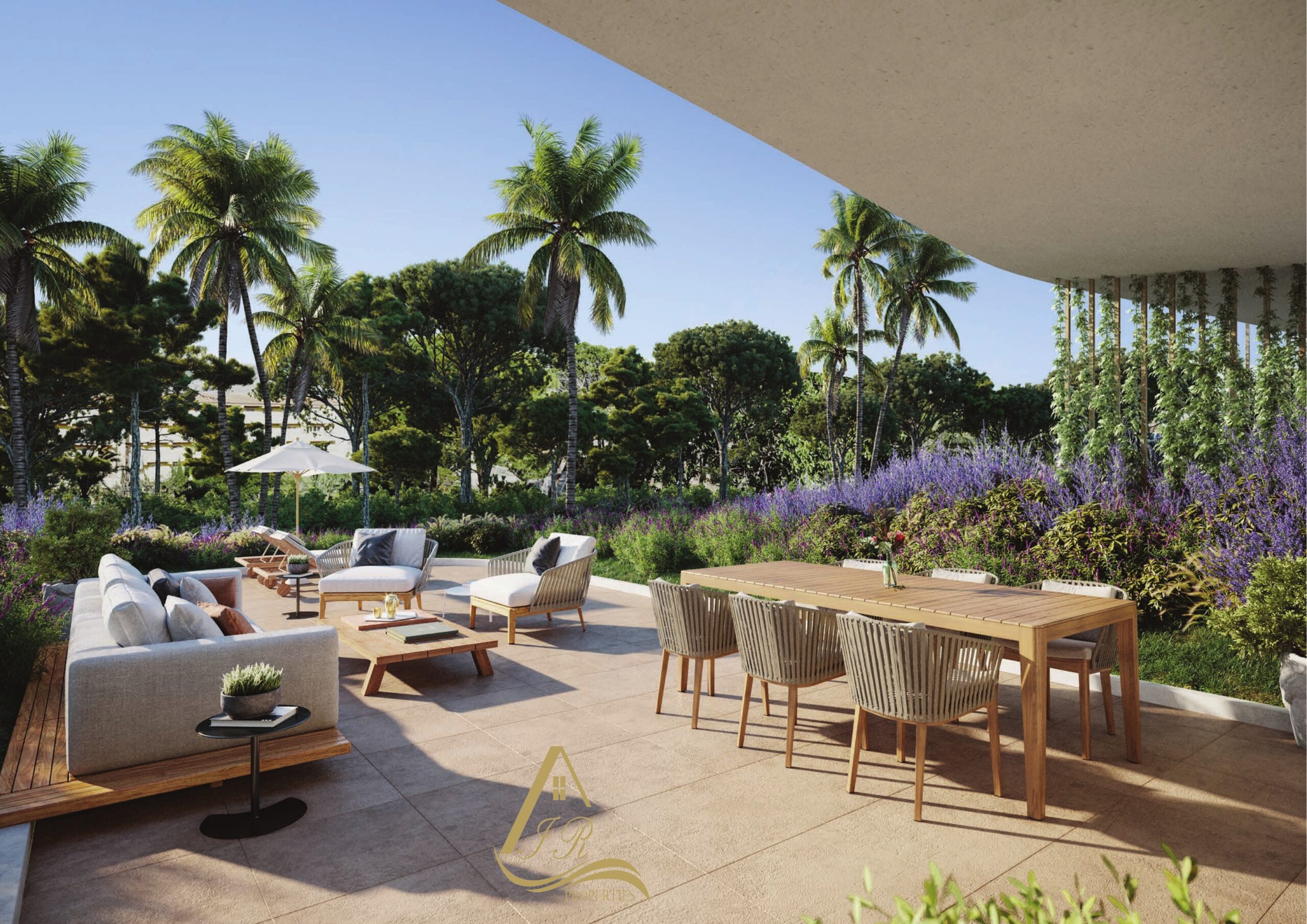 Terraza amplia y jardín privado en Delfín Natura Barlovento